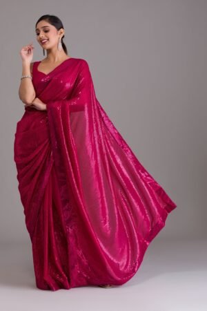 Rani Pink Sequins Georgette Designer Saree