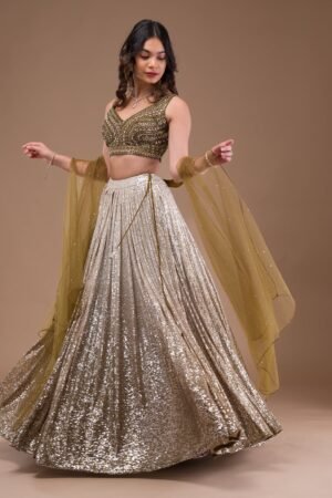 Sequins Lycra Readymade Lehenga