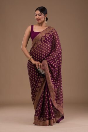 Wine Zariwork Georgette Saree