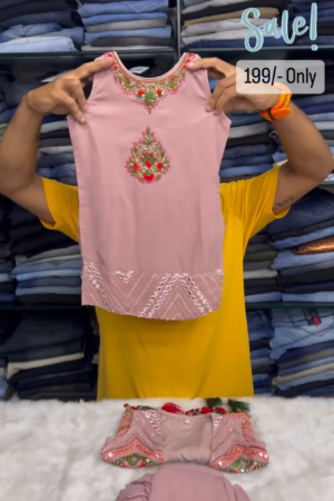 Light Pink Color Plazzo Suit For Kids On Sale