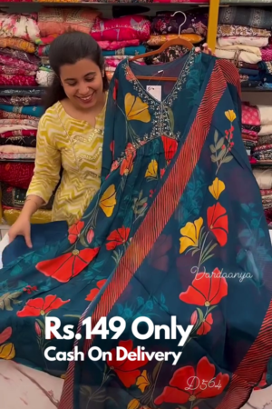 Aliya Cut Most Selling Blue Dress With Dupatta