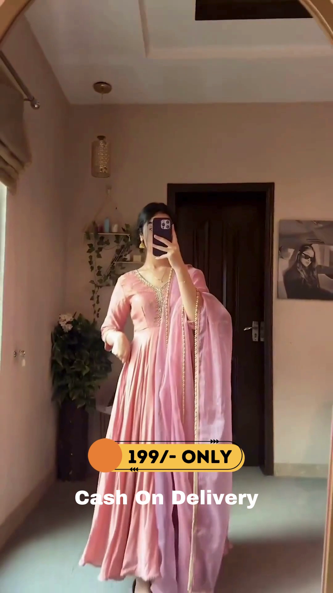 Designer Party Wear Peach Color Exclusive Gown - Image 2