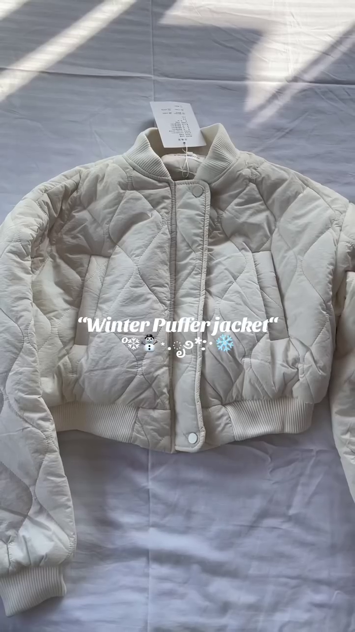 Classic White Quilted Winter Puffer Jacket - Image 2
