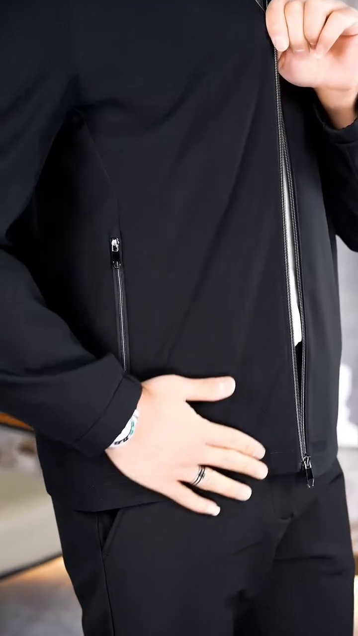 Men’s Classic Black Lightweight Bomber Jacket - Image 5