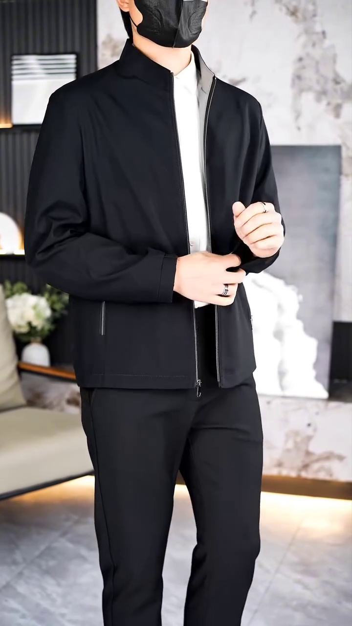 Men’s Classic Black Lightweight Bomber Jacket - Image 6