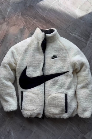 Swoosh Faux Shearling Fleece Reversible Jacket