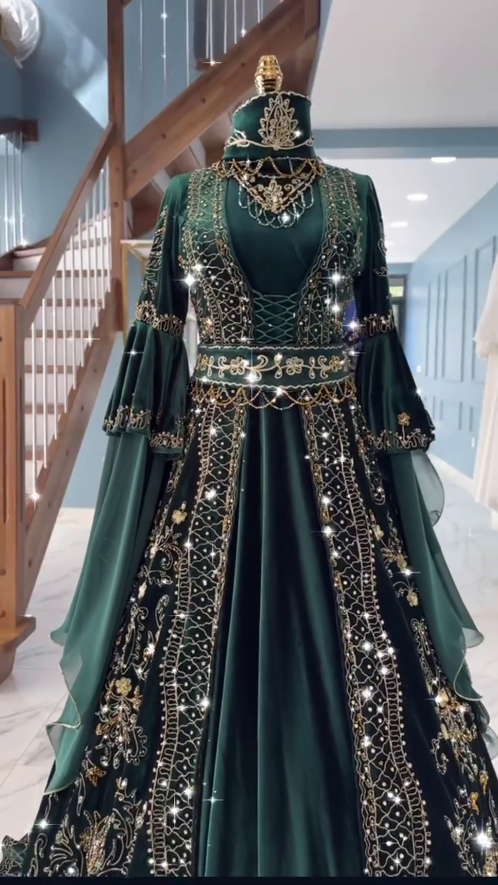 Georgette Readymade Sharara Top Lehenga in Dark Green - Image 2