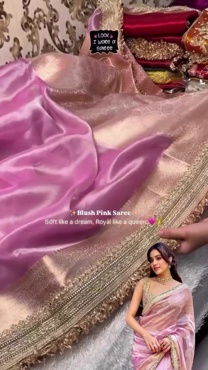 Women’s Tissue Saree with Unstitched Blouse Piece – Lightweight Elegance with a Festive Glow
