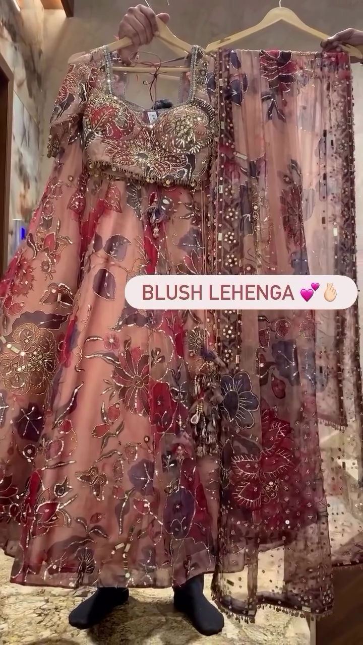 Rose Gold Net Sequins Embroidery Engagement Lehenga Choli – A Dreamy Celebration of Love & Luxury - Image 2