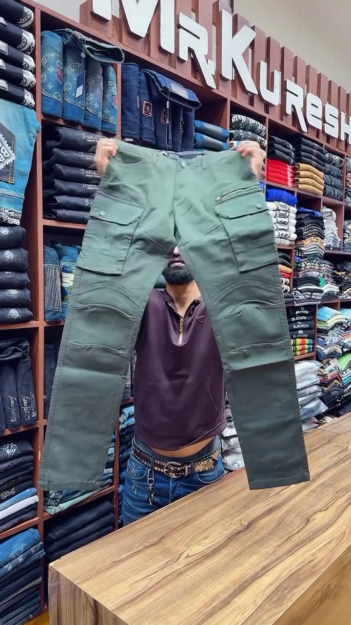 Men Olive Regular Fit Cargo Pant - Image 4