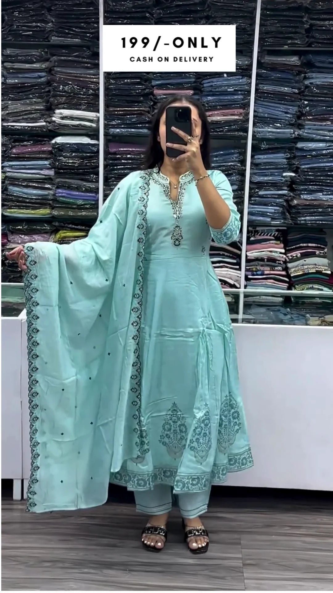 Beautiful Long Kurti And Palazzo Set Designer Indian Women's Kurta Pajama Dress