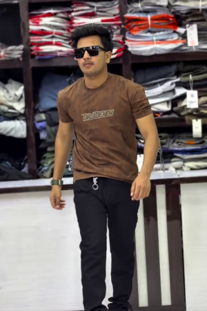 Men Embroidered Round Neck Oversized T-shirt
