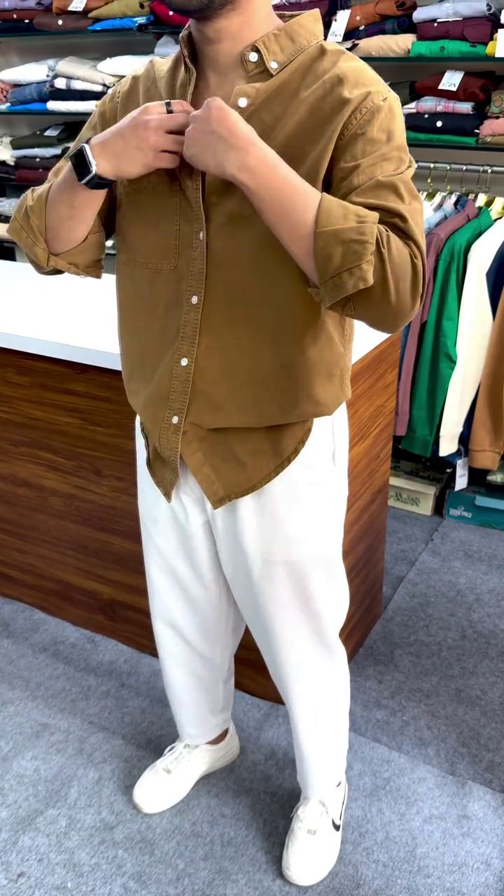Regular Fit Button Down Corduroy Shirts - Image 13